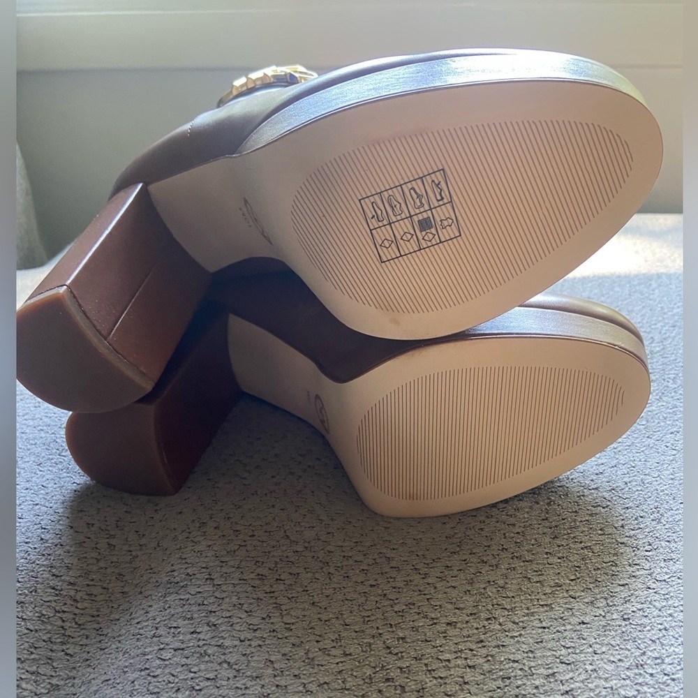 Michael Kors Women's Brown Leather Parker Platform Bootie Boots 4" Heel 10M New! - Picture 5 of 8